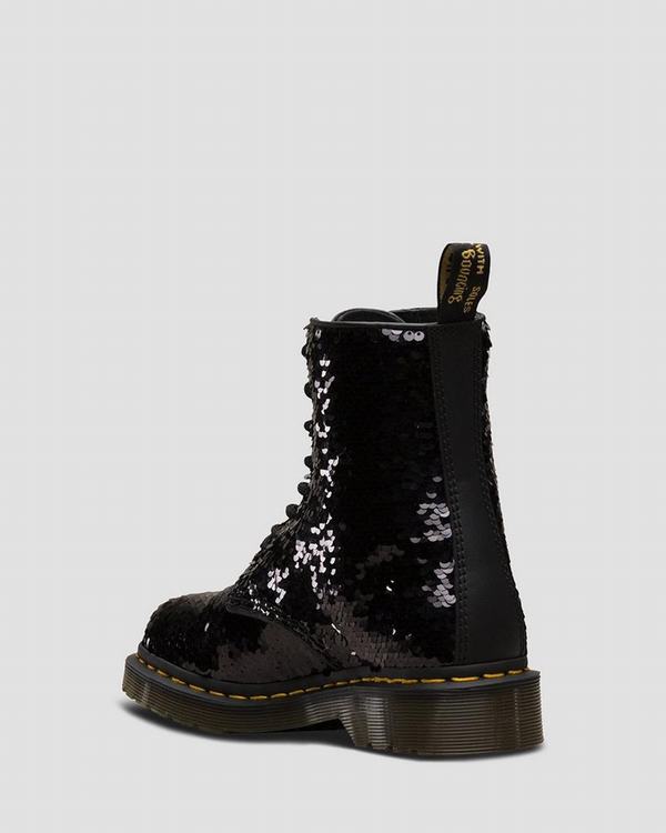 Dr Martens Dámské Kotníkové Boty 1460 Pascal Sequin Černé Stříbrné, CZ-425170